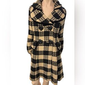 Betsey Johnson Y2K era Houndstooth Coat Size 8 academia Plaid